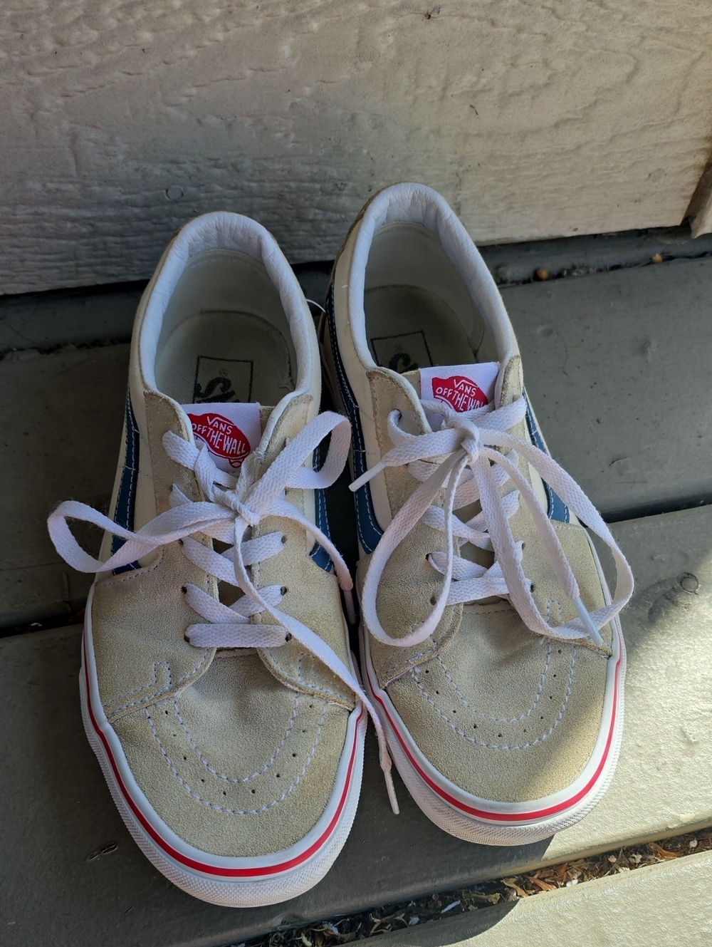 Vans Two-Tone Suede Low-Top Sneakers - Cream & Blue